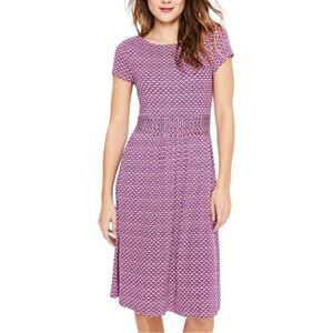 Boden Amelie Jersey Dress 10 Pockets Career Wear All Over Print Summer Soft Chic